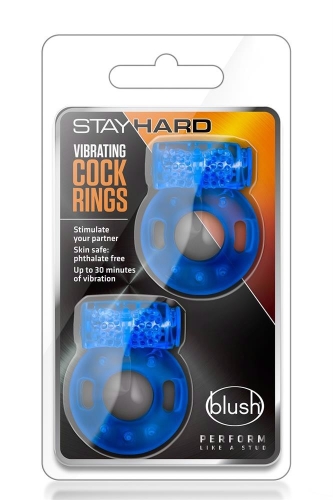 Набор эрекционных виброколец голубого цвета Blush Stay Hard 2 штуки - 6
