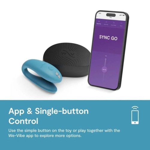 Смарт вибратор для пар силиконовый голубого цвета We Vibe Sync Go Light - 9