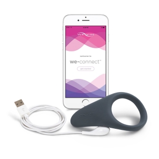 Эрекционное виброкольцо на член с управлением со смартфона серого цвета We Vibe Slate