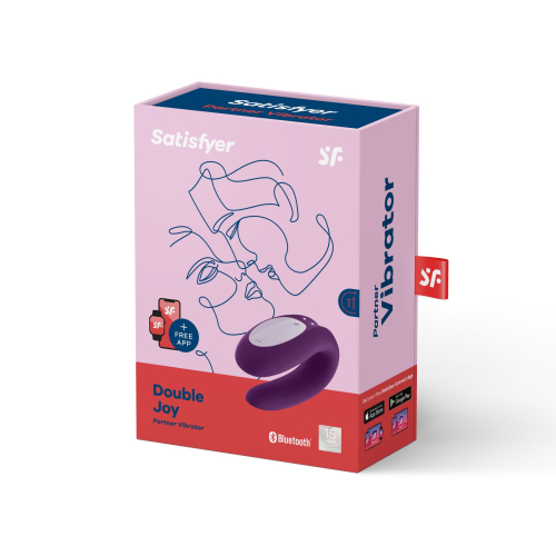 Вибратор для пар стимулирует точку Джи, пенис и клитор фиолетовый Satisfyer Double Joy - 7