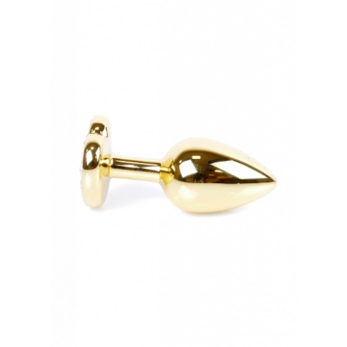 Анальний затор золотистого кольору з рожевим камінчиком у формі серця Boss series Jewellery - 4