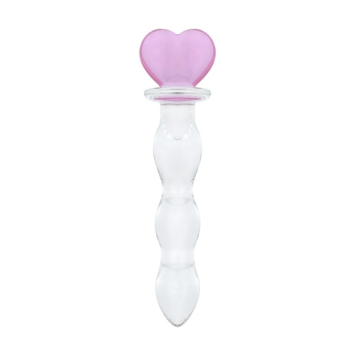 Стеклянная анальная цепочка прозрачная Gildo Glass Butt Plug Heart Shape No. 35 - 2