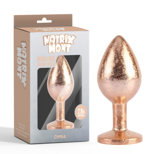 Анальная пробка золотистого цвета с серебристым кристаллом Chisa Nebula Gold Gem Butt Plug размер M