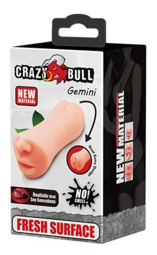 Мастурбатор 2 в 1 вагина та рот тілесного кольору LYBAILE CRAZY BULL Gemini Realistic Oral Sex Sensations - 7