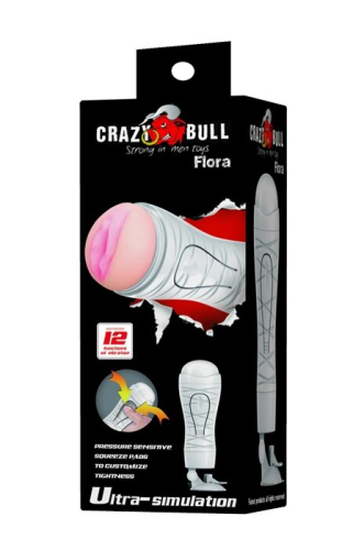 Мастурбатор ротик для члена с вибрацией на присоске Crazy Bull - FLORA - 8