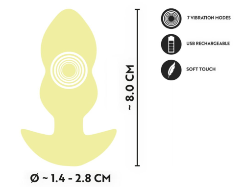 Анальная вибропробка желтая Soft Silicone Vibrating Mini Butt Plug - 2
