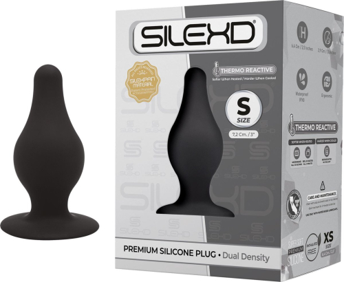 Анальна пробка термореактивна конічної форми чорна Silexd Plug Model 2 розмір S - 1