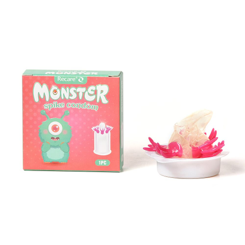 Презерватив прозорий із вусиками Recare Turquoise Monster Spike Condom - 1