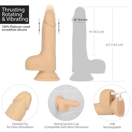 Фаллоимитатор реалистичный на присоске с пульсацией телесного цвета Addiction Naked Thrusting Dong With Remote - 3