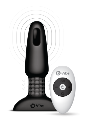 Анальная пробка с вибрацией и пультом управления B-VIBE для эротических игр силиконовая черная - 1
