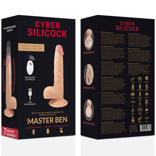 Фалоімітатор реалістичний з вібрацією та фрикціями Master Ben CYBER SILICOCK тілесний - 7