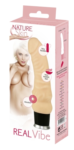 Реалістичний вагінальний вібратор Nature Skin Real Vibe тілесний - 9