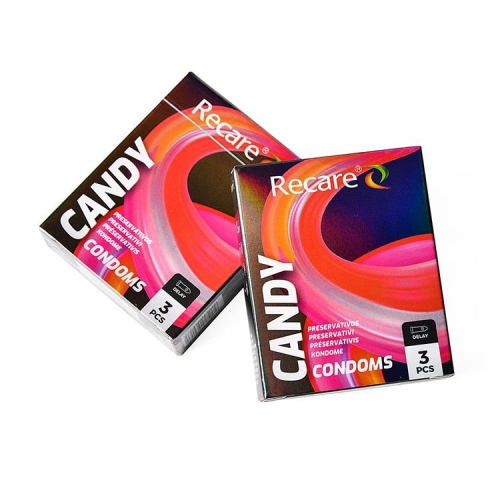 Презервативи пролонгуючий ефект цукерковий аромат Recare Delay Candy Condoms Holographic 3 штуки - 3