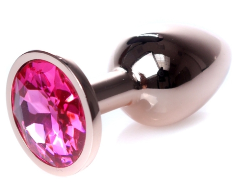 Анальная пробка S золотистого цвета с кристаллом малинового цвета BOSS of TOYS Jewellery plug - 3