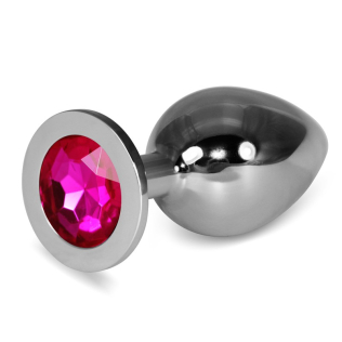 Анальна пробка сріблястого кольору із кристалом рожевого кольору Lovetoy Rosebud Plug