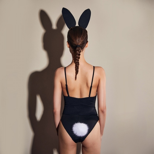 Анальний корок металевий золотистого кольору з білим хвостиком Upko Rabbit Fur Bunny Tail Small Butt Plug - 2