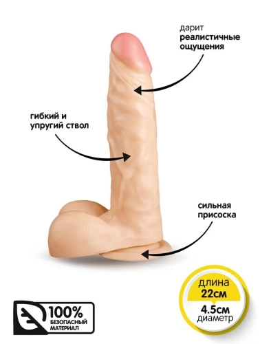 Фаллос 17,5/4,5 см на присоске с прожилками Brazzers 17,5 см телесный - 7