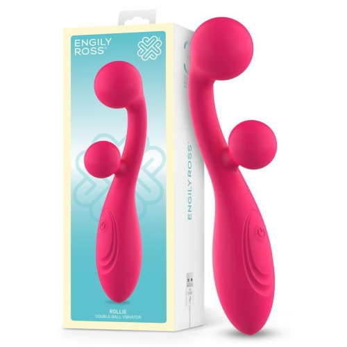 Вібратор для жінок зігнутої форми та з подвійною системою кульок рожевий Engily Ross Rollie Vibe Double Stimulating Ball - 1