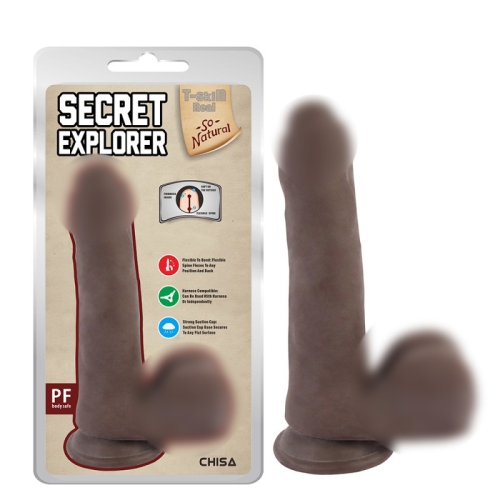 Фаллоимитатор реалистичный на присоске коричневого цвета Chisa Secret Explorer - 1