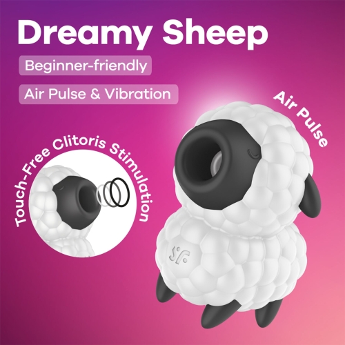 Вакуумный клиторальный стимулятор белый с черным Satisfyer Dreamy Sheep - 6