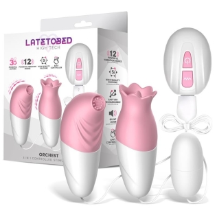 Набор секс игрушек для женщин 3 в 1 розово белый Latetobed Orchest 3 In 1 Controlled Stimulator