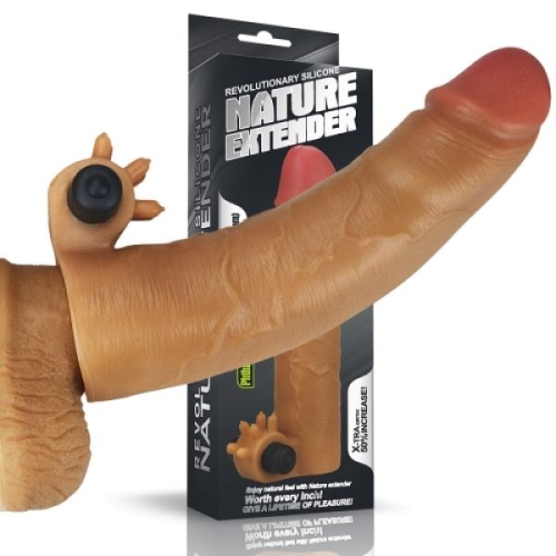 Насадка для увеличения члена силиконовая с вибро-стимуляцией клитора Lovetoy - 3
