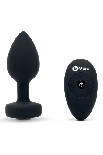 Анальная пробка с камнем с вибрацией B-Vibe для интимных игр с дистанционным пультом управления черная - 3