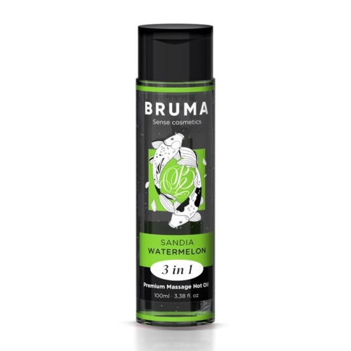 Масажне масло з тепловим заспокійливим ефектом зі смаком кавуна Bruma Premium Massage Hot Oil Watermelon 3 In 1 100 мл - 1