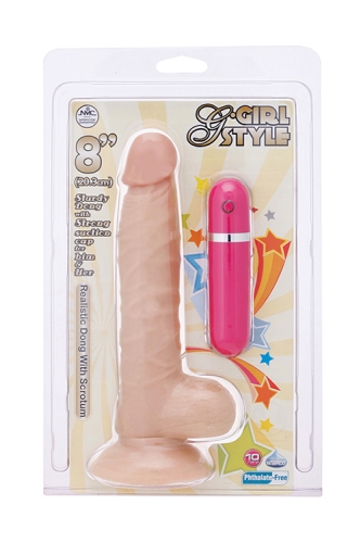 Вібромасажер ділдо на присоску реалістичний тілесного кольору G-Girl Style 8inch Vibrating Dong - 2