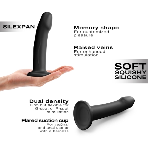 Насадка для страпону на присосці термоактивна силіконова чорного кольору Dorcel Real Pleasure розмір L - 4