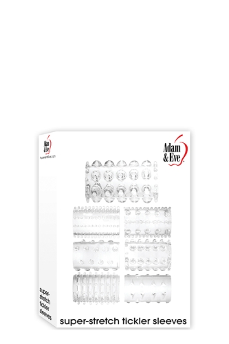 Насадки на член прозрачного цвета Adam &amp;amp; Eve Super Stretch Tickler Sleeves 7 штук - 2