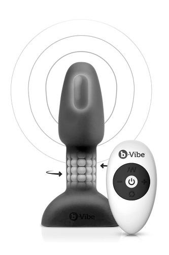Анальна пробка з вібрацією і кульками B-Vibe, що обертаються, для еротичних ігор з пультом чорна - 1