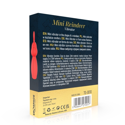 Міні-вібратор у формі оленя червоного кольору Erospace Sweet Play Mini Reindeer Vibrator модель A10 - 8