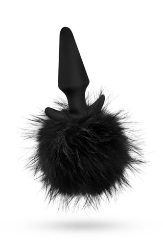 Анальная пробка с хвостиком черного цвета Blush Pom plugs - 3