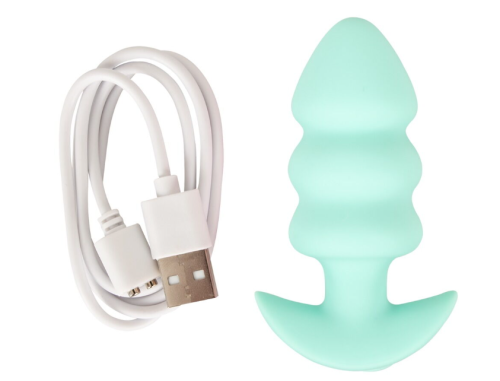 Анальна вібропробка зелена Soft Silicone Vibrating Mini Butt Plug - 3