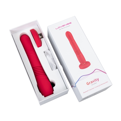 Вібратор Пульсатор на присосці з керуванням смартфона коралового кольору Lovense Gravity - 7
