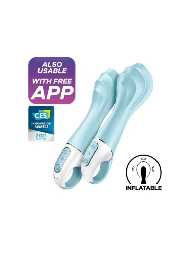 Вібратор для точки G з керуванням зі смартфона блакитного кольору Satisfyer Air Pump Vibrator 5+ - 2
