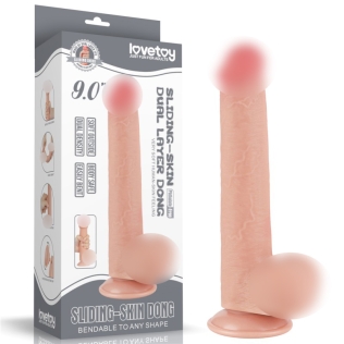 Фаллоимитатор реалистик на присоске Sliding Skin Dual Layer Dong Flesh 9.0 телесный