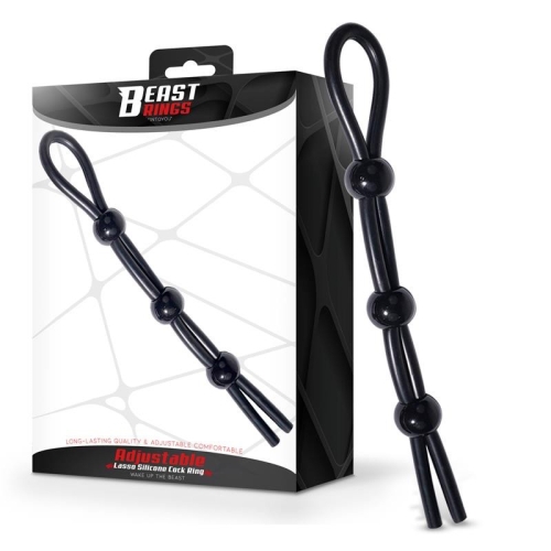 Эрекционная петля на член с тремя застежками силиконовая черная Intoyou Triple Lasso Adjustable Silicone Cock Ring - 1