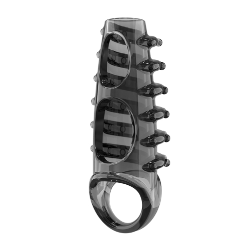 Стимулююча насадка на член з петлею та пухирцями чорна Meleon - Sea Dragon Locking Sleeve - 3