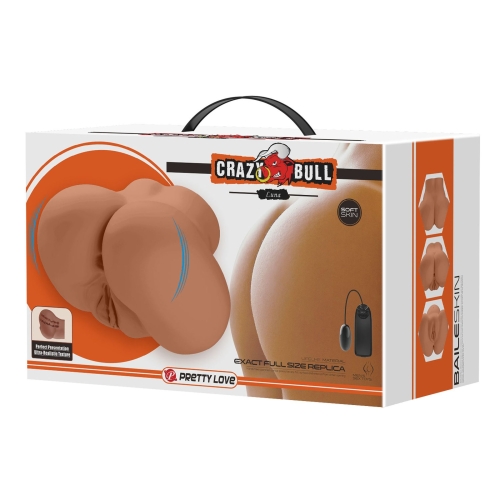 Мастурбатор Анус и Вагина с вибрацией бежевого цвета Lybaile Crazy Bull Luna Latinos soft skin - 12