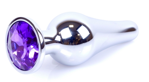 Анальная пробка серебристого цвета с кристаллом фиолетового цвета BOSS of TOYS Jewellery BUTT PLUG - 3