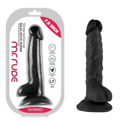 Фаллоимитатор реалистик на присоске Mr. Rude Realistic Dong Black 7.9 черный - 1