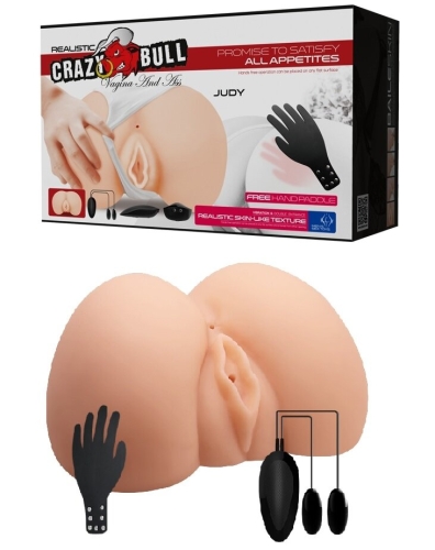 Мастурбатор Вагіна і анус з подвійною вібрацією CRAZY BULL Judy Vibrating - 1