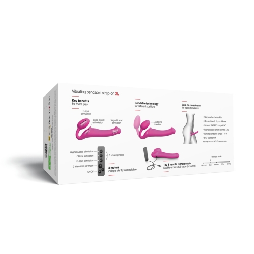 Безременной вибрострапон розового цвета с пультом ДУ Strap-On-Me Vibrating Fuchsia размер XL - 7