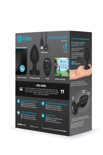 Анальная пробка с камнем с вибрацией B-Vibe для интимных игр с дистанционным пультом управления черная - 12