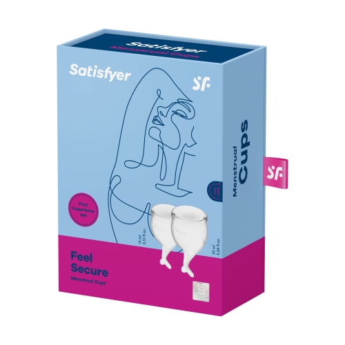 Набор менструальных чаш светло прозрачного цвета Satisfyer Feel Secure 2 штуки по 15мл и 20мл мешочек для хранения - 4