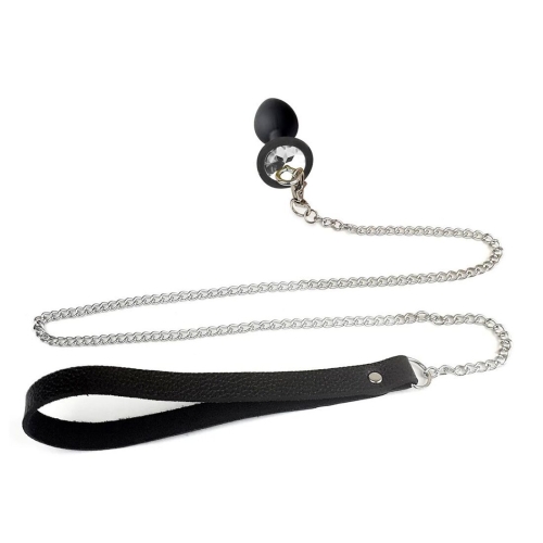 Силіконова анальна пробка Art of Sex Silicone Anal Plug with Leash size S з повідцем Black - 2