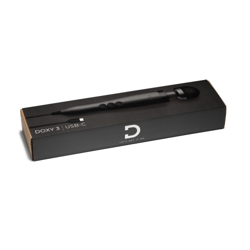 Вібромасажер Ванд для стимуляції клітора чорного кольору Doxy Doxy3 USB-C Massager - 5