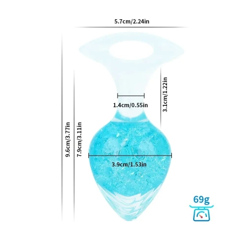 Анальная пробка силиконовая голубая Liebe Seele Heart-shaped Crystal Anal Plug размер Medium - 2